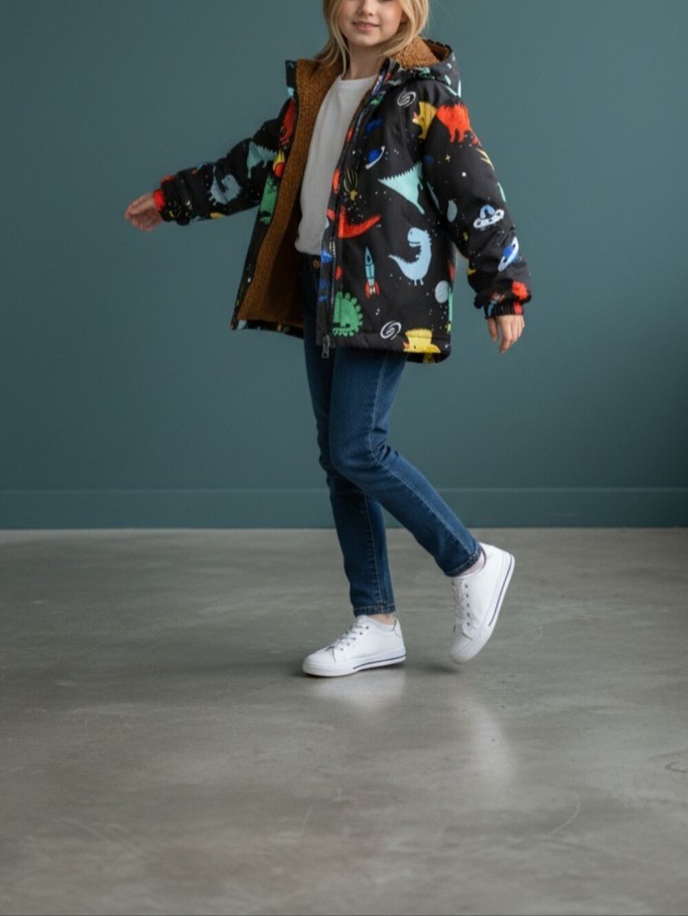 Shein Used Size 2T Fleexe Lined Zip Up Mulit Colored Jacket